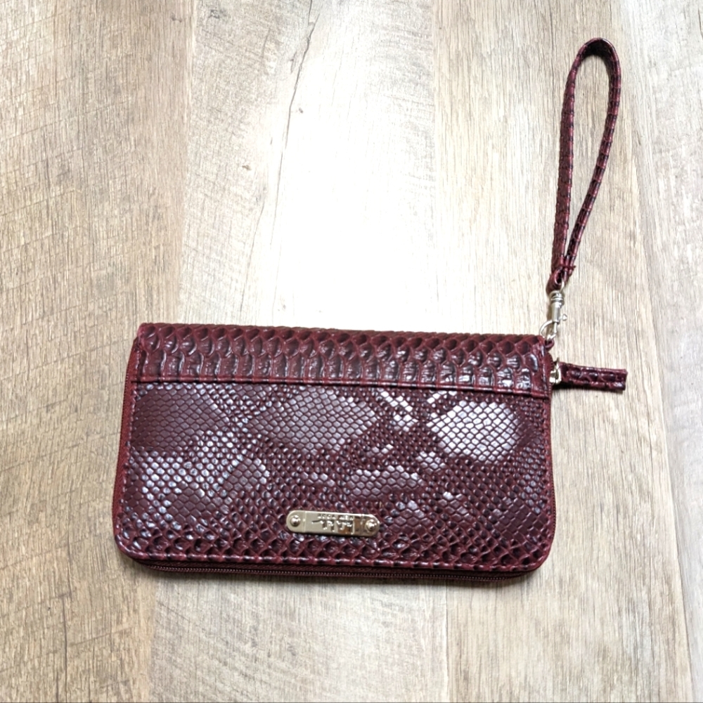 Nicole Miller New York Burgundy Faux Snake Skin Wallet